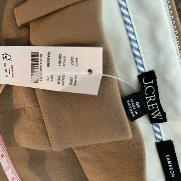 NWT J. Crew Size P0 Cameron Cropped Slim Trousers 3 Pairs--Black, Grey, Camel - Picture 15 of 16